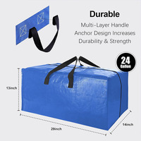 Sac de déménagement extra large et robuste avec poignées solides, fermetures éclair, poche transparente pour étiquettes et bretelles de sac à dos