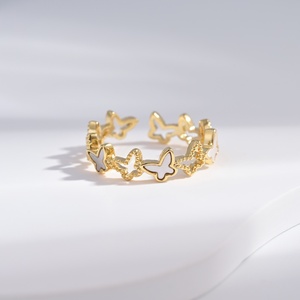 wholesale plata 925 sterling <b>Silver</b> Gold Plated Butterfly <b>Ring</b> <b>adjustable</b> unique gemstone wedding dainty fashion <b>rings</b> for women - Product Image 1