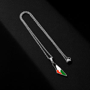 Collana con catena a maglie in acciaio inossidabile placcato oro 18K con bandiera nazionale stile classico smaltato palestino mappa - Product Image 5