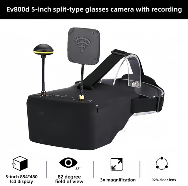 EV800D FPV Goggles 5 Inch Split Type Eyepiece Screen with DVR 5.8G Model Receiving