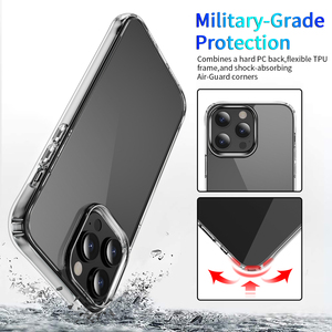 Funda Protectora para Teléfono, Híbrida de PC y TPU, Transparente, Resistente a Impactos, Diseño Simple y Clásico, para <span class=keywords><strong>iPhone</strong></span> 17 <span class=keywords><strong>Pro</strong></span> Max/17 <span class=keywords><strong>Pro</strong></span>/Air/17 16 15 14 <span class=keywords><strong>13</strong></span> 12 - Product Image 4