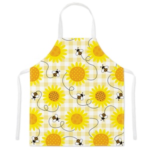 Delantal de Chef Premium Reutilizable sin Mangas con Diseño de Girasol, Antimanchas, Transpirable, de Poliéster, con Cintura Ajustable y Múltiples Bolsillos para Repostería - Product Image 1