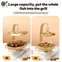 Chauffe-plats de luxe pour mariage en acier inoxydable Buffet pour serveur Ensemble de restauration Chauffe-plats à usage hôtelier