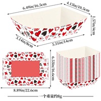 6 pièces/ensemble, fournitures pour la Saint-Valentin et les fêtes de mariage, plateaux en papier rectangulaires, boîtes à popcorn jetables, boîtes d'emballage pour en-cas