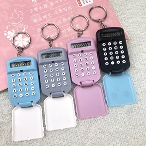 Flip Top Keychain Calculator Cartoon Design 8 Digit Mini Calculator For Kids And Girls Korean Style Pendant With Bell - Product Image 4