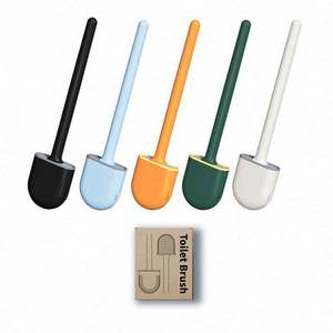 Mini escobilla de silicona para inodoro, sin ángulo muerto, escobilla de limpieza, mango extraíble, escobilla montada en la pared que ahorra espacio - Product Image 6
