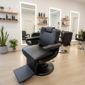 Chaise de barbier professionnelle robuste - Design moderne en cuir synthétique, mobilier de salon de luxe pour hôtel et salon de beauté - Product Image 1