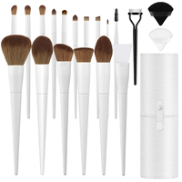 Ensemble de 15 pinceaux de maquillage blancs couleur lait, imitant le poil de cheval, personnalisables avec LOGO, outils de beauté, best-seller