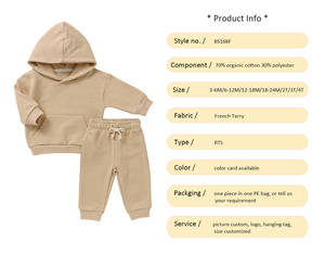 Tuta in pile due pezzi per bambini autunno inverno con cappuccio e tasca frontale - Product Image 3