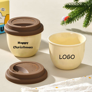 Taza de Viaje de Cerámica Personalizada con Tapa de Silicona, Sin Asa, para Café - Product Image 1