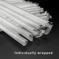 Pailles à boire jetables transparentes Xinpai PP 6 mm et 12 mm, emballées individuellement, pour accessoires de bar, fêtes, mariages