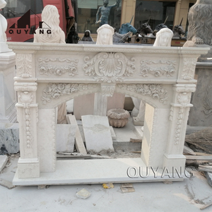 QUYANG Custom French Home Decoration <strong>Large</strong> Freestanding <strong>Fireplace</strong> <strong>Mantel</strong> Black Antique Marble <strong>Fireplace</strong> Surround - Product Image 6
