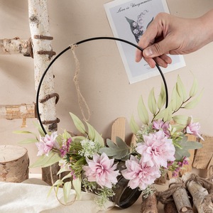 Dahlias artificiels Lantian à suspendre au mur, demi-cercle en tissu tissé plastique, décoration pour la maison et les mariages CF01263 - Product Image 1