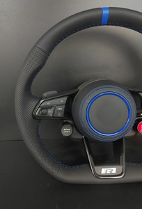 <span class=keywords><strong>Volante</strong></span> <span class=keywords><strong>Deportivo</strong></span> Personalizado para Volkswagen <span class=keywords><strong>VW</strong></span> Golf 7/Passat, Fibra de Carbono para Cuero con Costuras y Línea Azules - Product Image 5