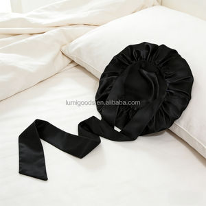 <span class=keywords><strong>LUMI</strong></span> Bonnet de nuit en satin de soie double couche coloré avec lien pour cheveux longs - Bandeau large 36x36cm - Product Image 4
