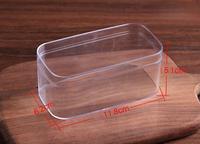 Transparante harde PS 5mm dikke recyclebare rechthoekige aanpasbare dessertdoos/cakeverpakking voor brood, sandwiches, fruit & tiramisu