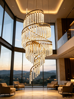 Lustre moderne en cristal LED, décoration luxueuse en cristal à bulles longues, luminaires pour escaliers, lustres pour salon, hôtel