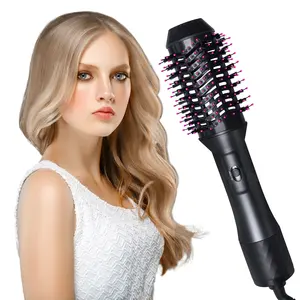 New Design Professional Small Rotating Hot Air Hair Dryer And Volumizer Heating Brush Electric Comb Styler One Step Brush