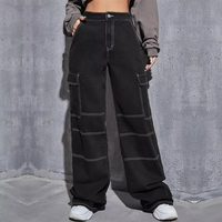 Poches latérales personnalisées noir Legging droit boyfriend jeans pour femmes Zipper Fly femme Denim Jeans