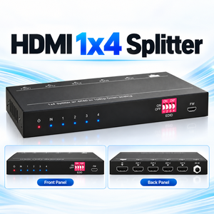 Répartiteur professionnel 2.0 1 entrée 4 sorties 4K 18 Gbit/s avec gestion EDID et réduction de résolution 4K vers 1080p pour <span class=keywords><strong>AV</strong></span> professionnel, salles de réunion et configurations multi-écrans - Product Image 1