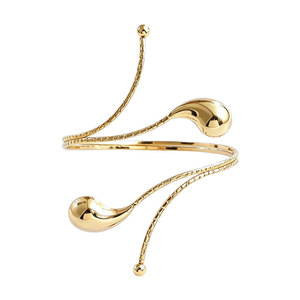 Bracelet manchette plaqué or en forme de goutte d'eau avec perle, style bohème pour femme, ajustable - Product Image 4
