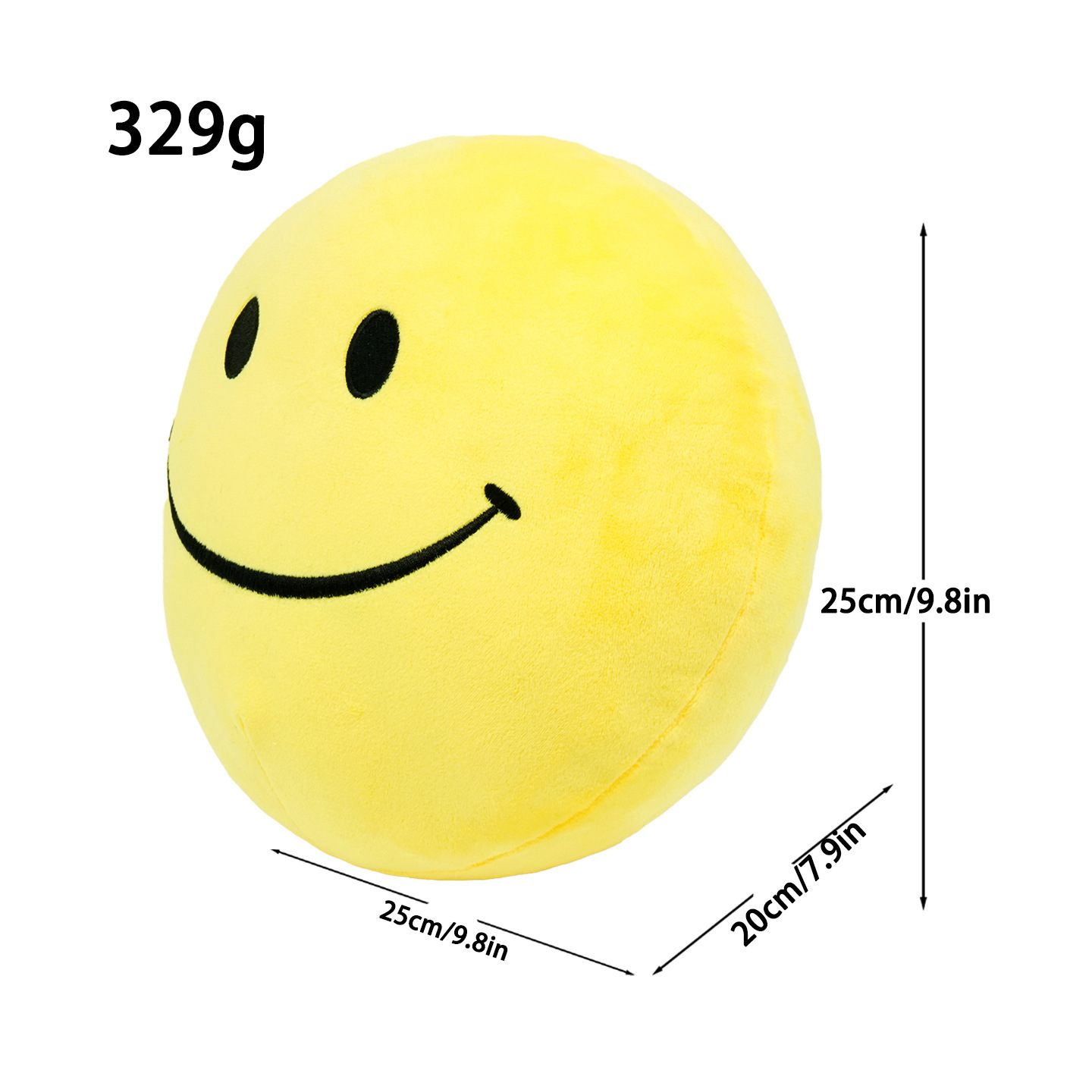 Coussin jaune avec visage souriant