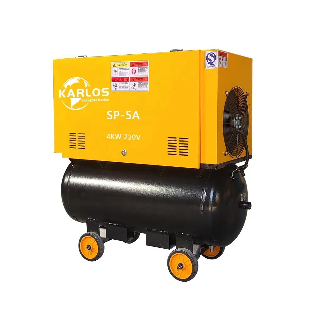 Compressor de ar pequeno Karlos 5hp 10hp 15hp portátil horizontal de acionamento direto 110v 220v