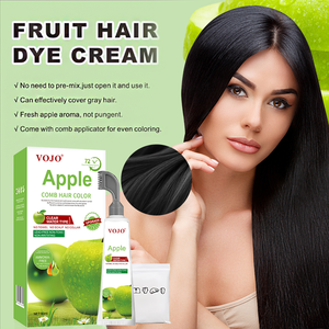 VOJO Crème colorante capillaire à la pomme biologique en gros, 80 ml, <span class=keywords><strong>sans</strong></span> ammoniaque, couleur longue durée, couvre les <span class=keywords><strong>cheveux</strong></span> <span class=keywords><strong>blancs</strong></span> pour application à domicile - Product Image 2