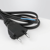 Cable de alimentación de 2 clavijas redondas para EE. UU., 2 núcleos de 0.75mm², 1.5m, enchufe de dos orificios, cable de conexión con extremo de cable desnudo