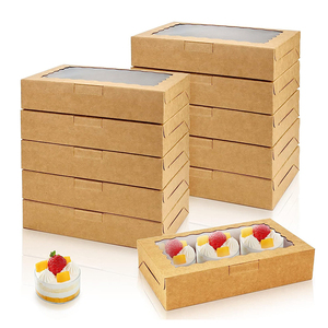 Custom Size Printed Kraft Paper Cookie Boxes with Clear Window Paper Macaron Donut Candy Cakesicle Dessert Pastry Gift Box