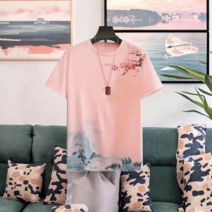 Camiseta de Manga Corta para Hombre, Personalizada, Extra Grande, 100% Algodón, Sin Tejer, Doble Capa, con Efecto Desgastado, MOQ Bajo - Product Image 3