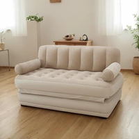 Sofá inflable extraíble y colchón de cama de aire tamaño Queen con portavasos para uso en interiores y exteriores para adultos