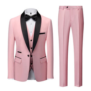 Ensemble de costumes d'affaires pour hommes en 3 pièces, noir et vert, gilet à col en V avec <span class=keywords><strong>pantalon</strong></span> et veste pour mariages et cérémonies - Product Image 1