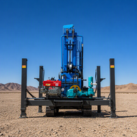 Machine de forage de puits d'eau, profondeur 300 mètres, plateforme de forage de puits d'eau diesel avec compresseur d'air sur chenilles