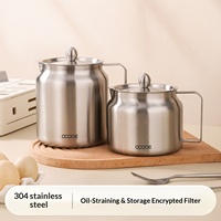 Marmite de cuisson et de friture en acier inoxydable 304 de 1,4 L et 2 L avec panier égouttoir et filtre à huile pour le stockage de l'huile de cuisson et de café en cuisine