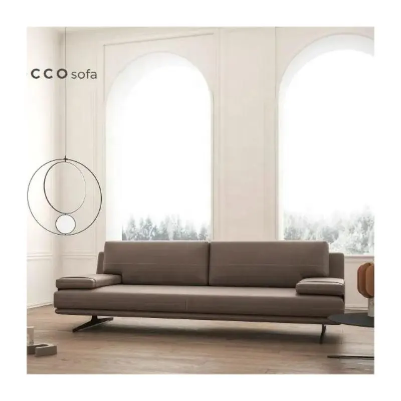 Nisco Kulit Tiruan Kontemporer Modern 3 Tempat Duduk Sofa Besar dengan Lengan Rendah