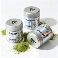 Boîte en métal ronde personnalisée avec étiquette imprimée, 30/50/80g, pour matcha, avec couvercle hermétique, conteneur de voyage pour café, protéines en poudre, friandises pour animaux de compagnie