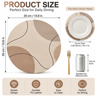 Sets de table en cuir PU floral crème vintage personnalisés, imperméables et résistants à l'huile, minimalistes et luxueux pour la décoration de la maison