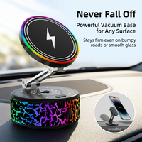 Support de chargeur sans fil magnétique |   Charge rapide 15W avec lumière RGB |   360 °   Support de fixation pliable à 3 axes pour aspirateur |   Support de bureau pour voiture X12C
