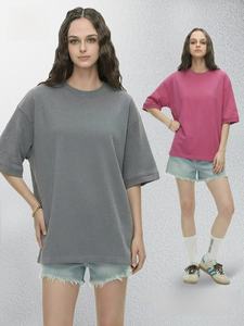 Camiseta de Corte Regular para <span class=keywords><strong>Hombre</strong></span>, Estilo Crop Top, Cuello Redondo, 100% Algodón, Ribete de Felpa Francesa, Logotipo Personalizado OEM, Casual, Sólida, Transpirable, Bordada - Product Image 2