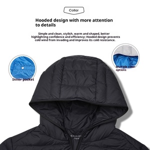 <span class=keywords><strong>Giacca</strong></span> Casual da uomo con cappuccio spessa impermeabile trapuntato tinta unita con collo alto e tinta unita 2025 chiusura a cerniera per l'autunno inverno - Product Image 3