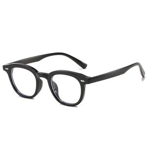 Gafas de estilo coreano para mujer, montura ovalada con remaches de espina de pescado, lentes AC de tamaño mediano, puente nasal estándar, antiluz azul - Product Image 5