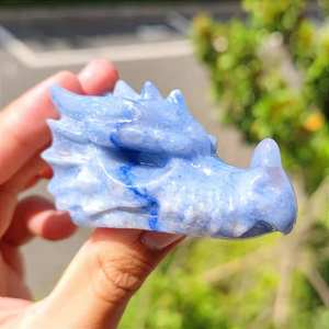 Teschi di Drago in Cristallo di <span class=keywords><strong>Fluorite</strong></span> Naturale Intagliati a Mano, <span class=keywords><strong>Pietra</strong></span> Curativa per Decorazione - Product Image 1