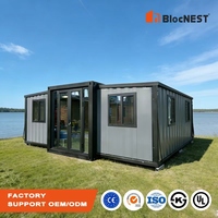 Maison conteneur extensible double largeur en gros, 3 chambres, maison mobile de luxe, haute résistance au vent