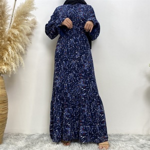 6434b# <b>Summer</b> Fashion Floral Printed Flare Sleeve Dress Elegant Women's A-line Chiffon Dresses With Full Lining - Product Image 2
