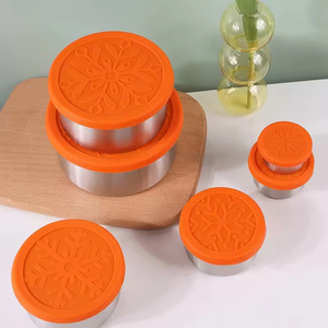 Nhà Bếp Vòng Bị Rò Rỉ Bằng Chứng 304 Thép Không Gỉ Hộp Chứa Thực Phẩm Trẻ Em Bát Thép Không Gỉ <span class=keywords><strong>Bento</strong></span> Hộp Ăn Trưa Với Silicone Có Nắp Đậy - Product Image 5