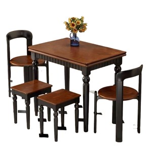 Solid Wood Folding Dining <b>Table</b> Rectangular Black American Style Vintage For Small Apartments - Product Image 5