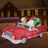 Sac cadeau gonflable de Noël en forme de Père Noël et rennes pour le jardin, avec lumières LED pour l'éclairage, décorations