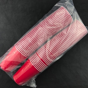 Disposable Red Plastic Cup 16oz With Bag Packing