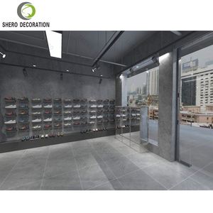 Cửa hàng giày tường hiển thị kệ giày giá đứng thiết kế gỗ Showcase kính hiển thị Giày trường hợp - Product Image 2